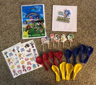 $6.99 • Buy Sonic The Hedgehog Party Supplies Treat Bags Tattoos Balloons And Cake Decor