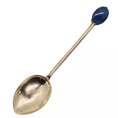 Vintage Sterling Silver Deep Blue Gem Stone Handle Liberty & Co. Souvenir Spoon • £40.15