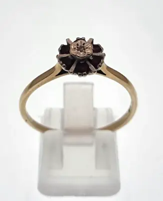 9ct Gold Ring Garnet & Diamond Cluster Engagement Ring Size X - Yellow Gold • $235.84