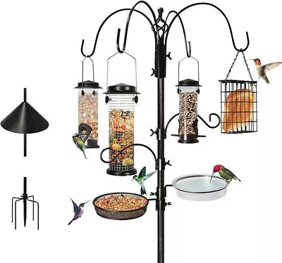 6-Hook Bird Feeding Station Steel Multi-Feeder Kit Stand For Attracting • $47.49