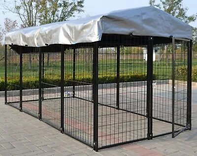 Modular Dog Kennel Heavy Duty Welded Steel Panel Pet Cover 5'W X 10'L X 5.5'H • $434.96