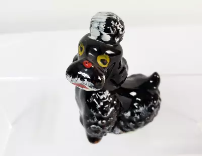 Vintage Japan Redware Pottery Black Ceramic Poodle Dog Figurine 3.5in • $16.85