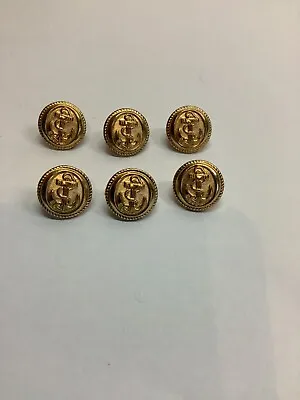 6 Vintage Gold-Tone Royal Navy Style Anchor Metal Buttons - Approx 14mm • £4.99