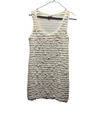Free People Ivory Shimmering Tiered Ruffle Mini Dress Size S/P • $35