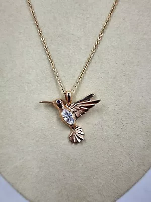 Diamonique Small Hummingbird Cubic Zirconia Necklace Rose Gold Plated • $31.95