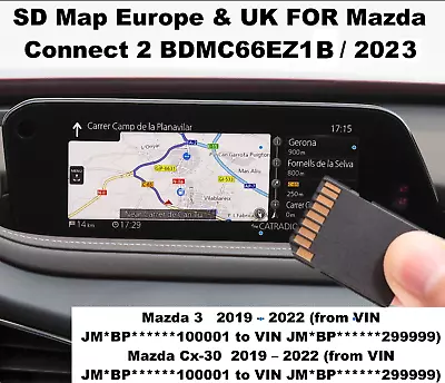 Mazda 3 Cx-30  Widescreen Sat Nav Map Sd Card Europe 2023 - Bdmc66ez1b • $33.60