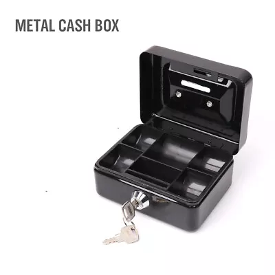 Locking Steel Cash Lock Box With Keys Security Money Tray Double Layer Small • $11.99