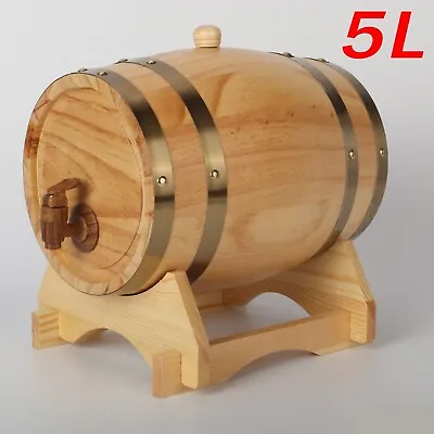 5L Liter Wine Oak Barrel For Spirits Whiskey Beer • $65.99