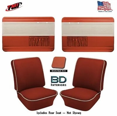 1956-64 VW Bug OEM Door Panel & Upholstery Cover Kit Sedan - Brick Red • $969.41