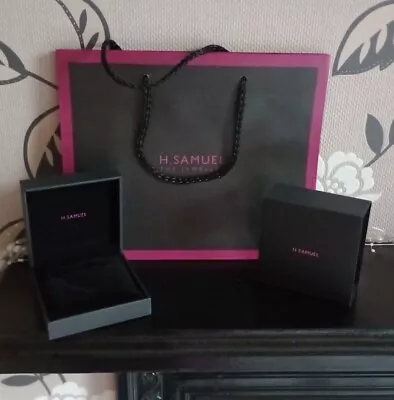 H SAMUEL GIFT BOX EMPTY JEWELLERY BOX FOR RING NECKLACE ETC 8CM X 8CM & BAG • £10.95