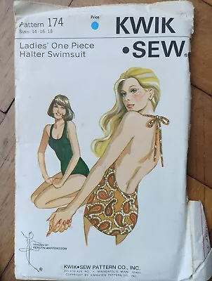 Kwik Sew 174 One Piece Halter Swimsuit Sewing Pattern • $9.99