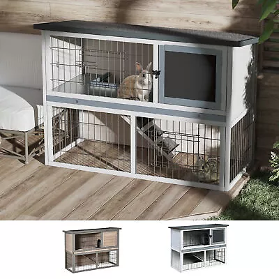 Rabbit Hutch And Run W/ Removable Tray Openable Top For Indoors & Outdoors • £83.99