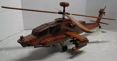 Model Mahogany Wood Military Plane - Apache Helicopter NIB • $60