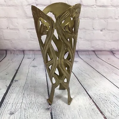 Brass Vase Holder Decorative Accent Piece Floral Home Decor - 9  Tall • $39.99