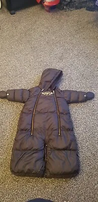 Myleen Klass Baby K Unisex Brown Snowsuit Size 3-6 Months Suit Footmuff Padded • £6.99