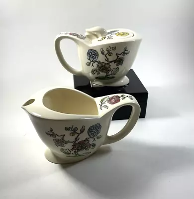 Vintage Hand Painted Vernonware Chinling  Floral Sugar Creamer Set California US • $59.50