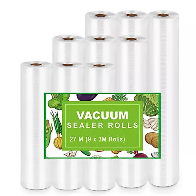£23.18 • Buy 9 Food Vacuum VAC Sealer Rolls Set Sous Vide Food Saver Storage Textured Bags