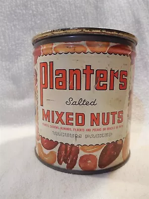 Vintage 1940's/50's Planters Peanut Mr Peanut Mixed Nuts Tin Can 15 Ounces • $19.95