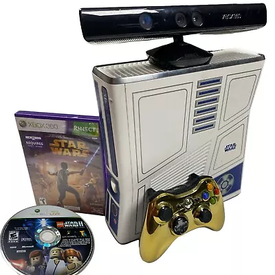 Xbox 360S Console 320GB Star Wars R2D2 With Kinect + 2 Games & Gold Controller • $219.49