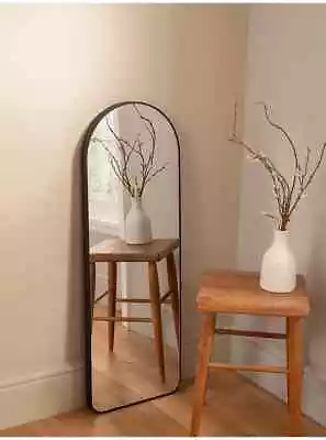 Wide Tall Full Length Mirror Arched Large Oval Black Framed Free Standing Mirror • £49.99