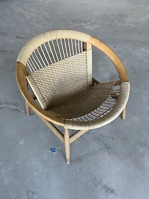 Illum Wikkelso Ringstol Chair Danish Mid Century Lounge Chair Corded • $1500