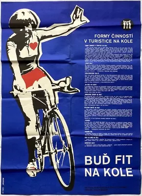 Original Vintage Poster CYCLING - SPORT - CZECHOSLOVAKIA - PROPAGATION - HEALTH • $119
