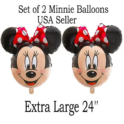 Disney Minnie Mouse Head Shape Foil Balloons Birthday Party Supplies Favor ~ 2ct • $8.49