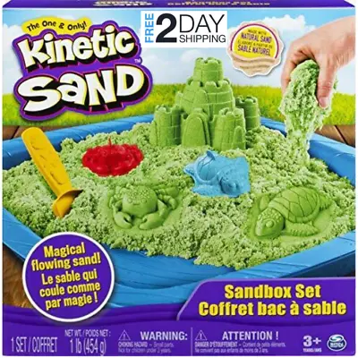 Kinetic Sand Sandbox Set 1lb Of Green Natural Magical Flowing Sand Feb.1521 New • $24.95