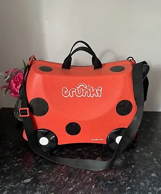 Trunki Harley Hard Ride On Suitcase Red Ladybird Trunki Case Girls Boys • £25