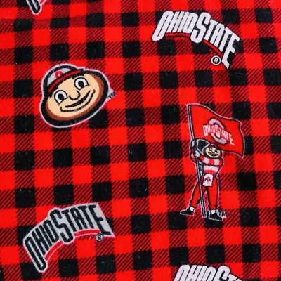 Ohio State Buckeye Cotton Fabric Red Buffalo Plaid Flannel Brutus NCAA ~ By Yard • $13.49