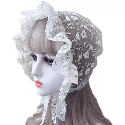 Victorian Lady's Cap Maid Bonnet Lolita Cap Cosplay Lolita Lace Floral Hat • $13.99