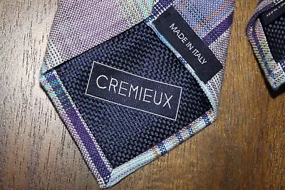 DANIEL CREMIEUX Made Italy 100% Linen Skinny Dress Tie Multicolor Plaid • $4.99