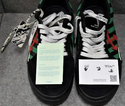 OFF-WHITE C/O VIRGIL ABLOH Black/Green Low Top Vulcanized Sneakers Size 8/41 • $99