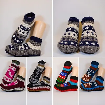 Hand Knit 100% Woolen Socks/ Indoor Slipper Sherpa Slipper Sock With Soft Fleece • $18