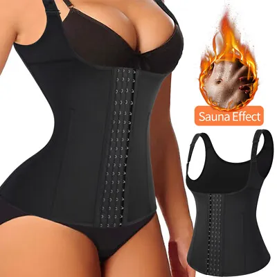 $9.79 • Buy Women Sweat Sauna Vest Body Shaper Slimming Corset Adjustable Waist Trainer Belt