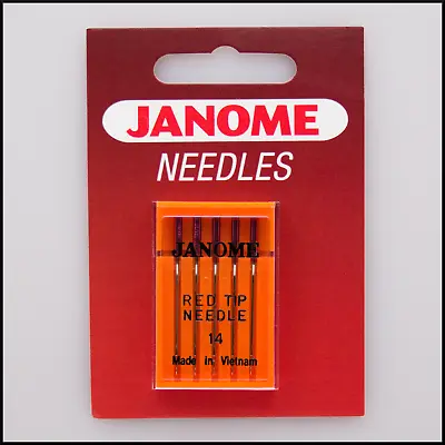 JANOME Sewing Machine RED TIP NEEDLES-SIZE 14/90 (PACK OF 5) -990314000-Genuine • £4.95