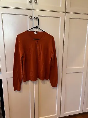 J. Crew Women's Cardigan Sweater Burnt Orange Size L 100% Merino Wool • $19.10