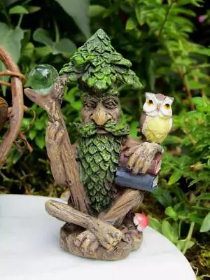 Miniature Dollhouse Fairy Garden Tree Wizard W/ Owl & Staff - Buy 3 Save $5 • $11.35