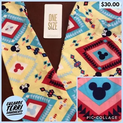 LLR One Size Disney Leggings Minnie & Mickey Mouse Southwestern Diamonds • $5.44