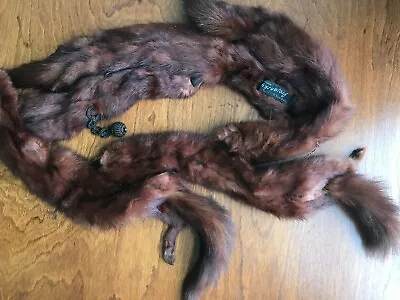 Vintage Fur Mink Hand Crafted Luxury 5 Pelt Women's Stole Wrap Scarf ProjanskyNY • $42