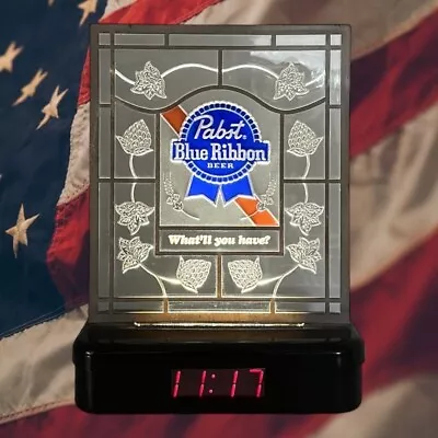 Vintage Pabst Blue Ribbon Beer PBR Bar Sign Man Cave Pub Lighted Digital Clock • $79.99