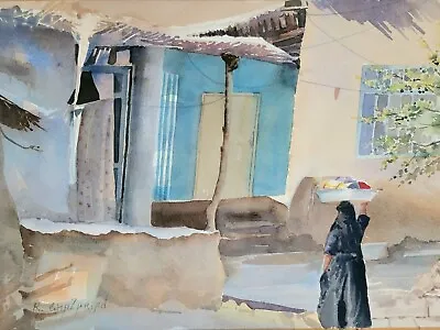 Original Iranian Watercolor Painting By Robert Ghazarian Iranian Village • $2800