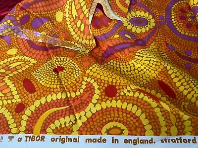 VINTAGE RARE 'TIBOR' 1960-70s PRINT COTTON FABRIC SOLD Per M • £26