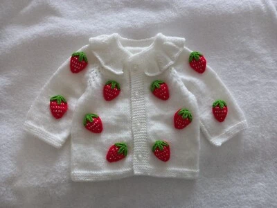 £24 • Buy Hand Knitted Strawberry  Baby  Cardigan, Knitted Baby Clothes ,baby Shower Gift 