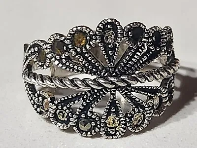 Vintage 925 Sterling Silver Marcasite Ring Size 7 • $20