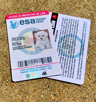 $15.99 • Buy Esa Id Card For Emotional Support Dog / Cat Animal / Service Dog - Holographic