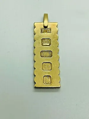 9ct Solid Yellow Gold Ingot Pendant • £425