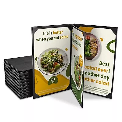 WeChef 10-Pack 8.5 X14  Menu Covers 4 View Leather Faux Cafe Restaurant Bars • $152.91