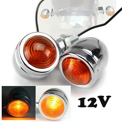 2PCS Motorcycle Turn Signals Mini Bullet Blinker Amber Indicator Lights 12V • $8.95