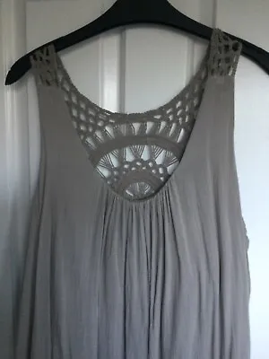 Floaty Lace Backed Lined Dropped Hem Dress Size 16 • £10